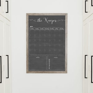 Family Calendar Custom, Dry erase calendar , wall calendar , chalkboard calendar style image 7