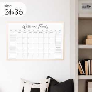 Personalized Dry Erase Wall Calendar with Custom To do list and Notes Organization Sections Large Whiteboard Calendar 24x36 - Gold