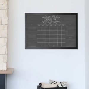 2024 Wall Calendar Personalized Family Wall Calendar in Framed Chalkboard style Small OR Large Size