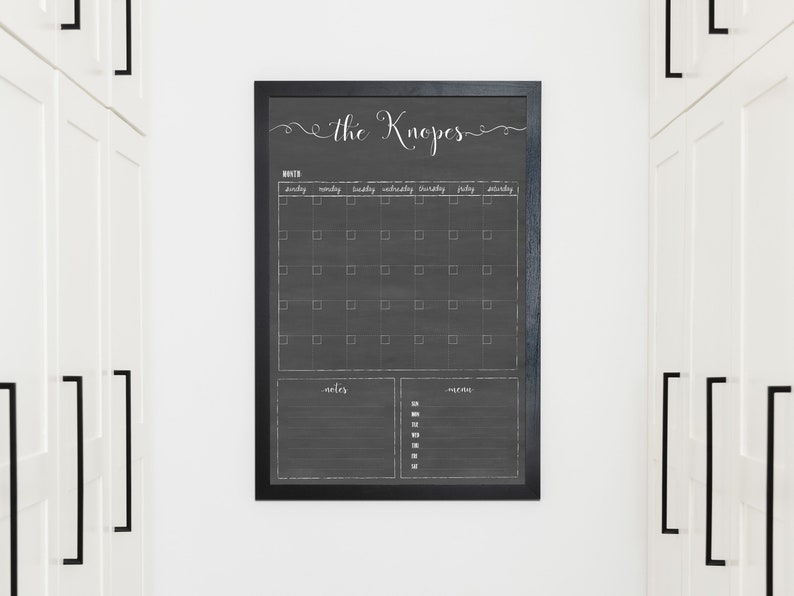 Family Calendar Custom, Dry erase calendar , wall calendar , chalkboard calendar style image 8