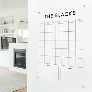 Personalized Family Acrylic Wall Calendar in Multiple Sizes , Dry-Erase Acrylic Calendar