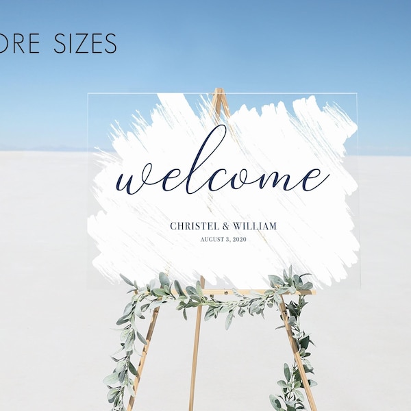 Wedding Welcome Sign, Large Acrylic Sign, Custom Acrylic Wedding Sign with Painted Background, Wedding Decor,Personalized Bridal Shower Sign