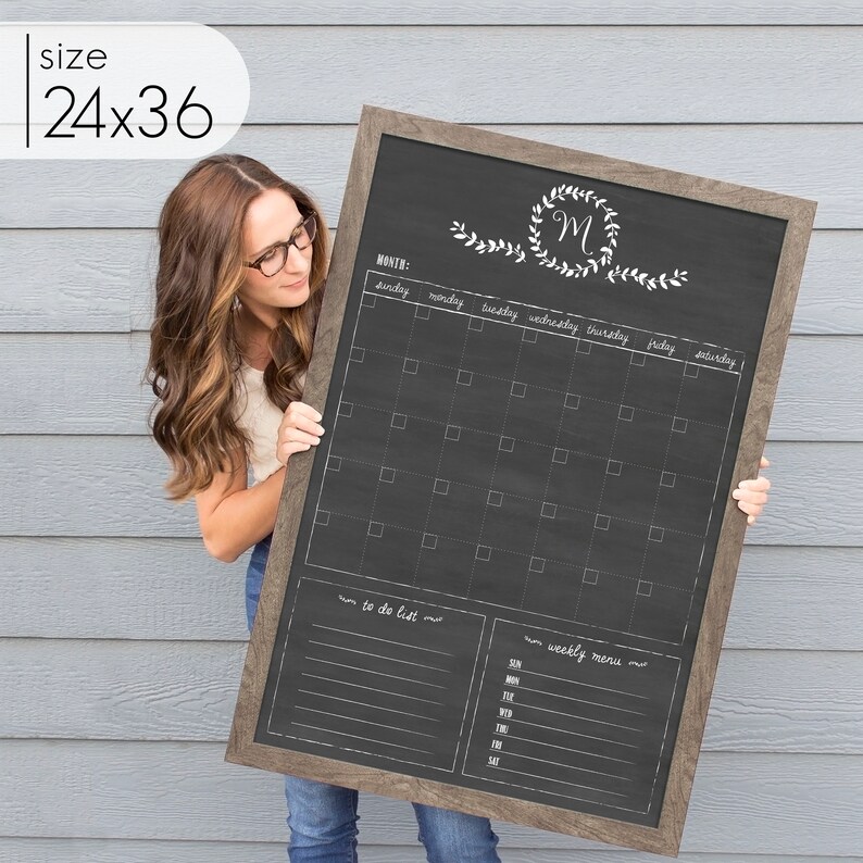 Chalkboard Monogram Calendar Dry Erase personalized calendar image 7