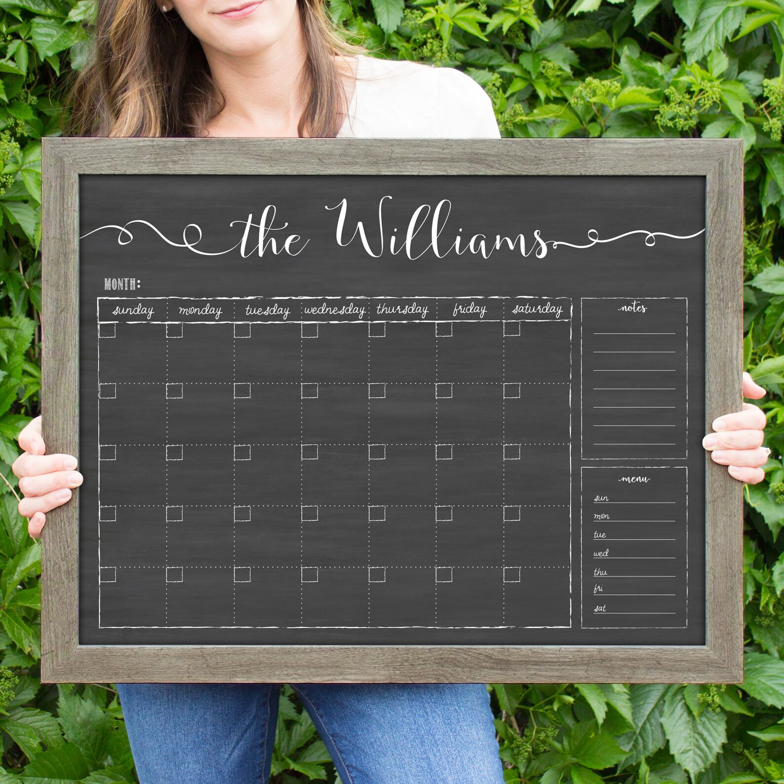 Personalized Dry Erase Chalkboard Calendar Small OR Large Etsy