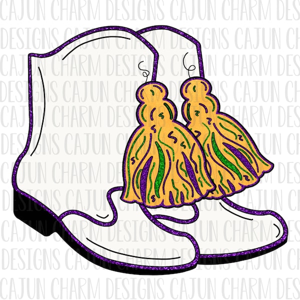 Mardi Gras Boots With Tassle Bundle PNG Sublimation File