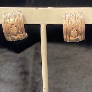 Sterling Western Native style hoop Earrings