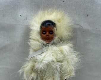 Souvenir Native Collectible Doll- Rabbit fur- eyes open and close.