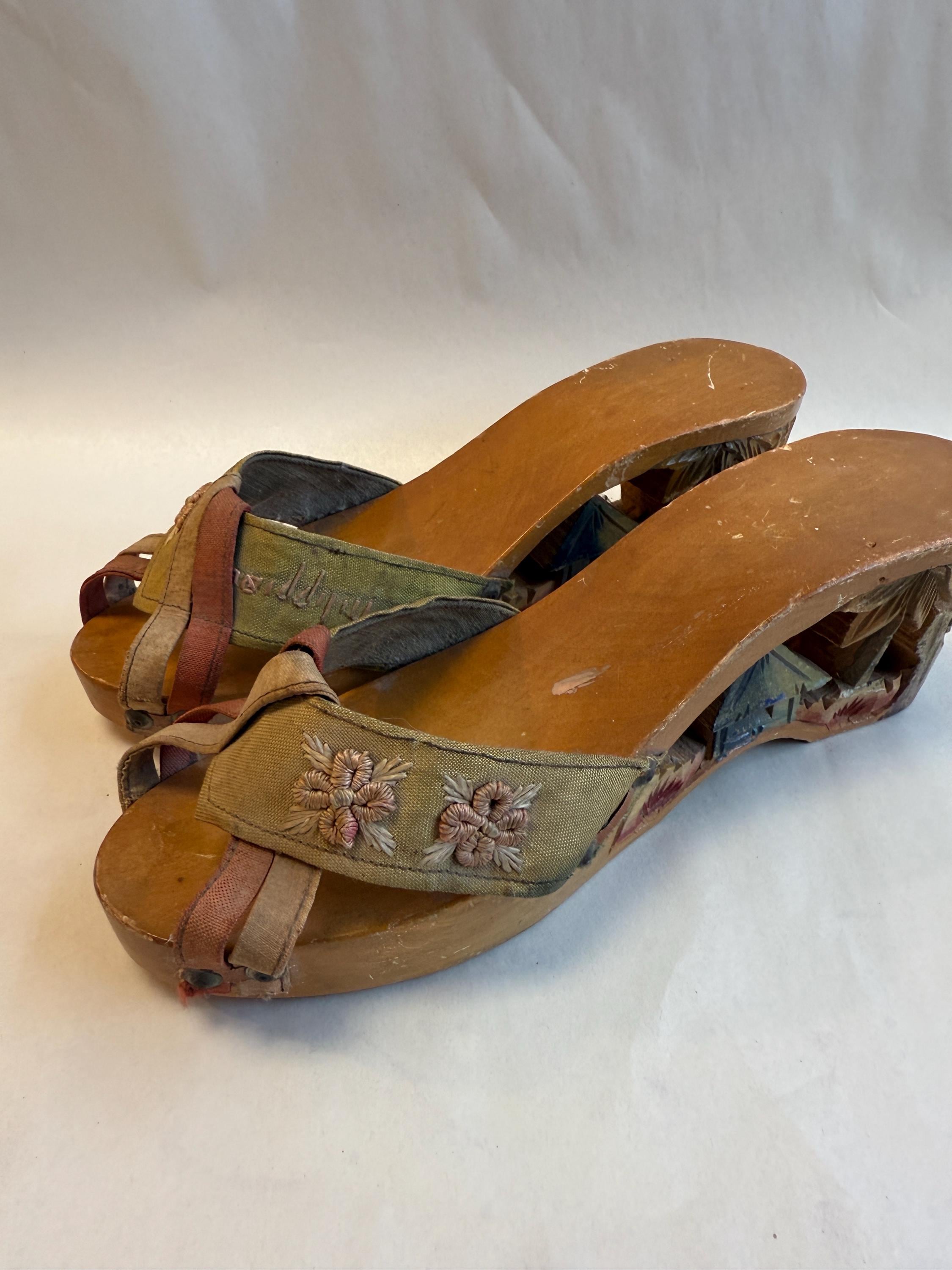 Vintage Wooden Heels - Etsy