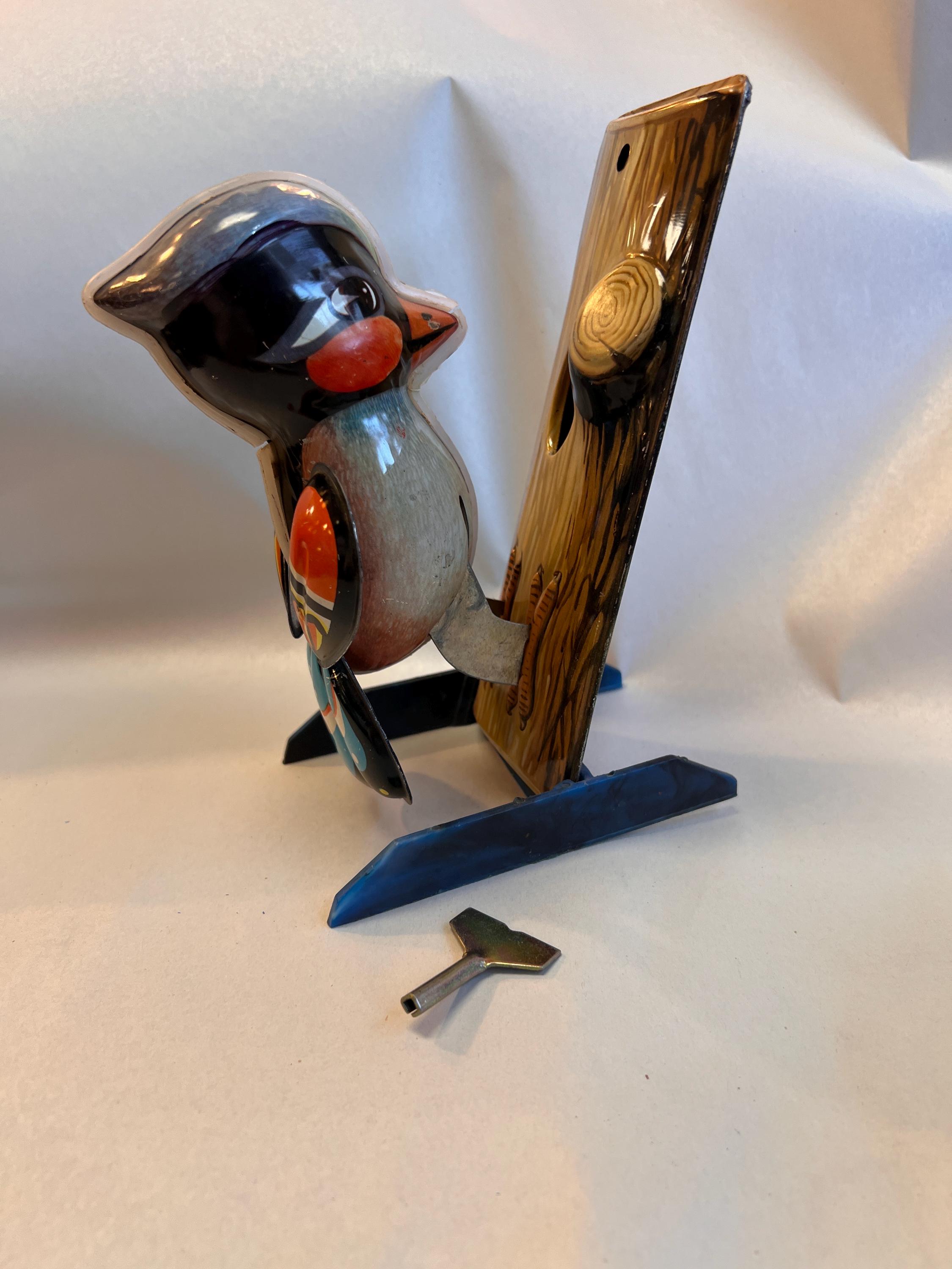 Vintage Working Woodpecker Tin Toy With Key - Etsy