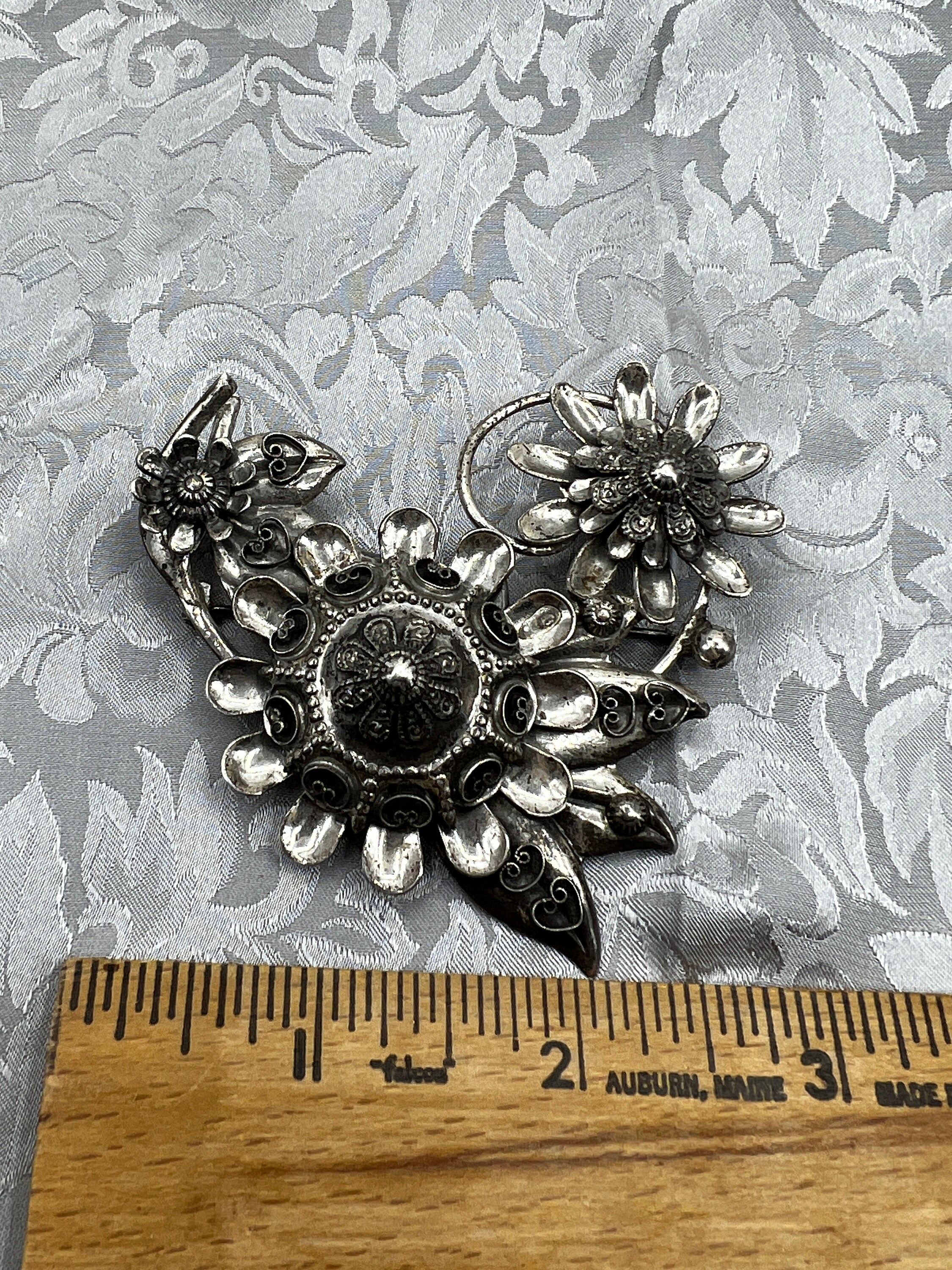 Sterling .925 Pin/brooch Floral Pattern. - Free Shipping - Etsy