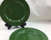Two Harlequin Homer Laughlin 9 inch green unmarked dinner plates