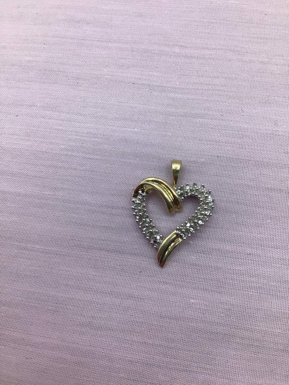 Pretty Yellow and White Gold 10K Heart Pendant wit
