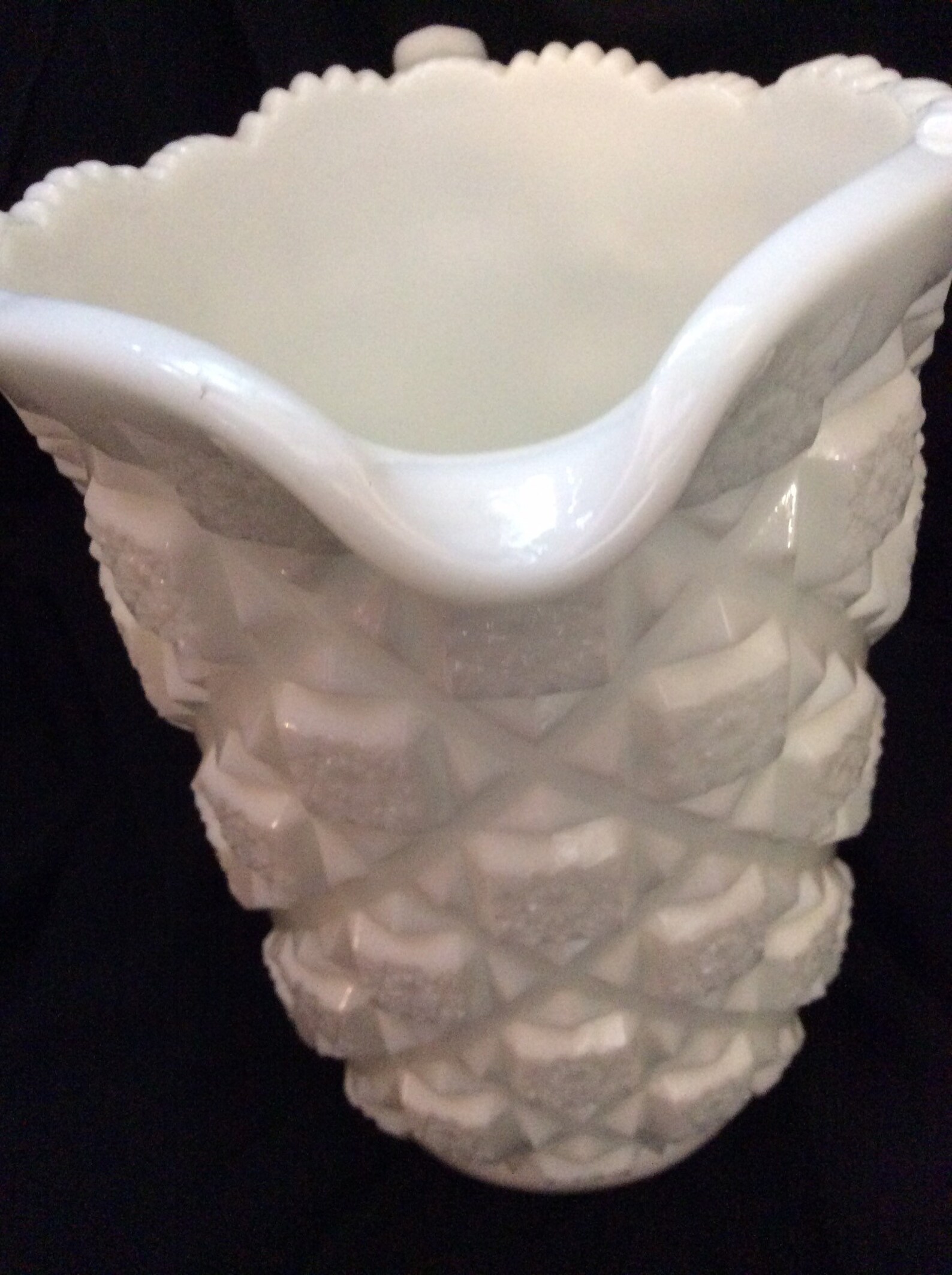 Westmoreland White Milk Glass old Quilt Pattern Etsy