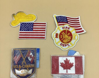 Four Vintage Patches/USA Canada and Firefighter patches