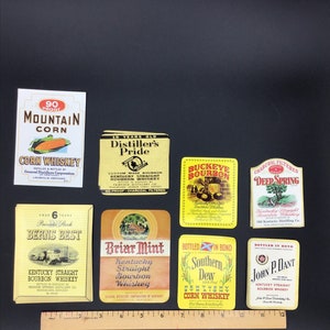 Mix and match unused vintage Whiskey & Bourbon labels/ Different styles and shapes.