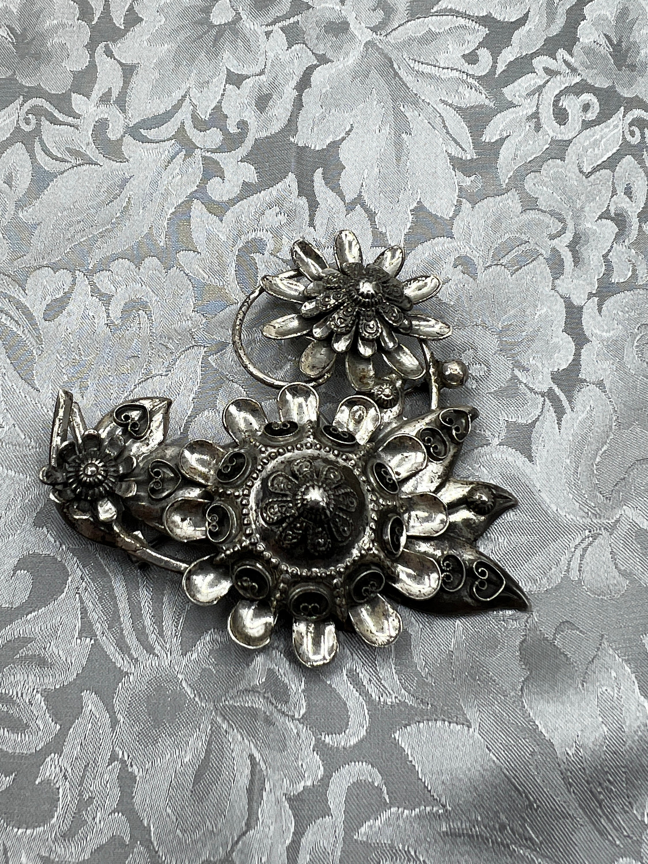 Sterling .925 Pin/brooch Floral Pattern. - Free Shipping - Etsy