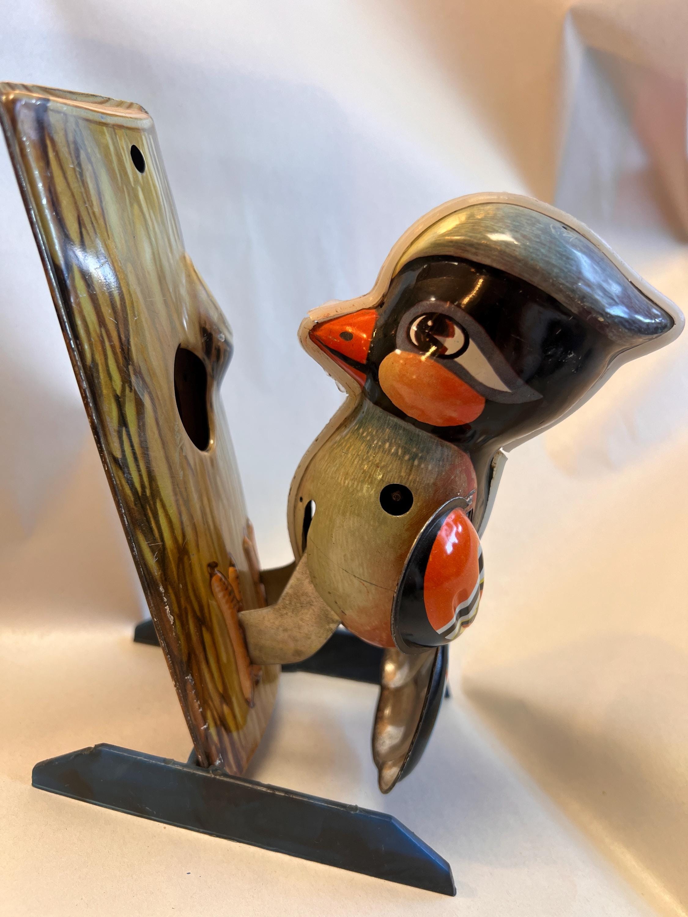 Vintage Working Woodpecker Tin Toy With Key - Etsy