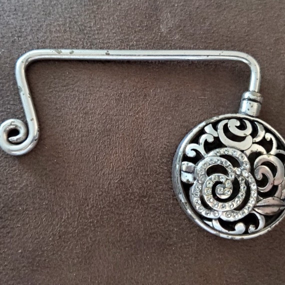 Brighton Deco Rose Handbag Hook Style- Silver