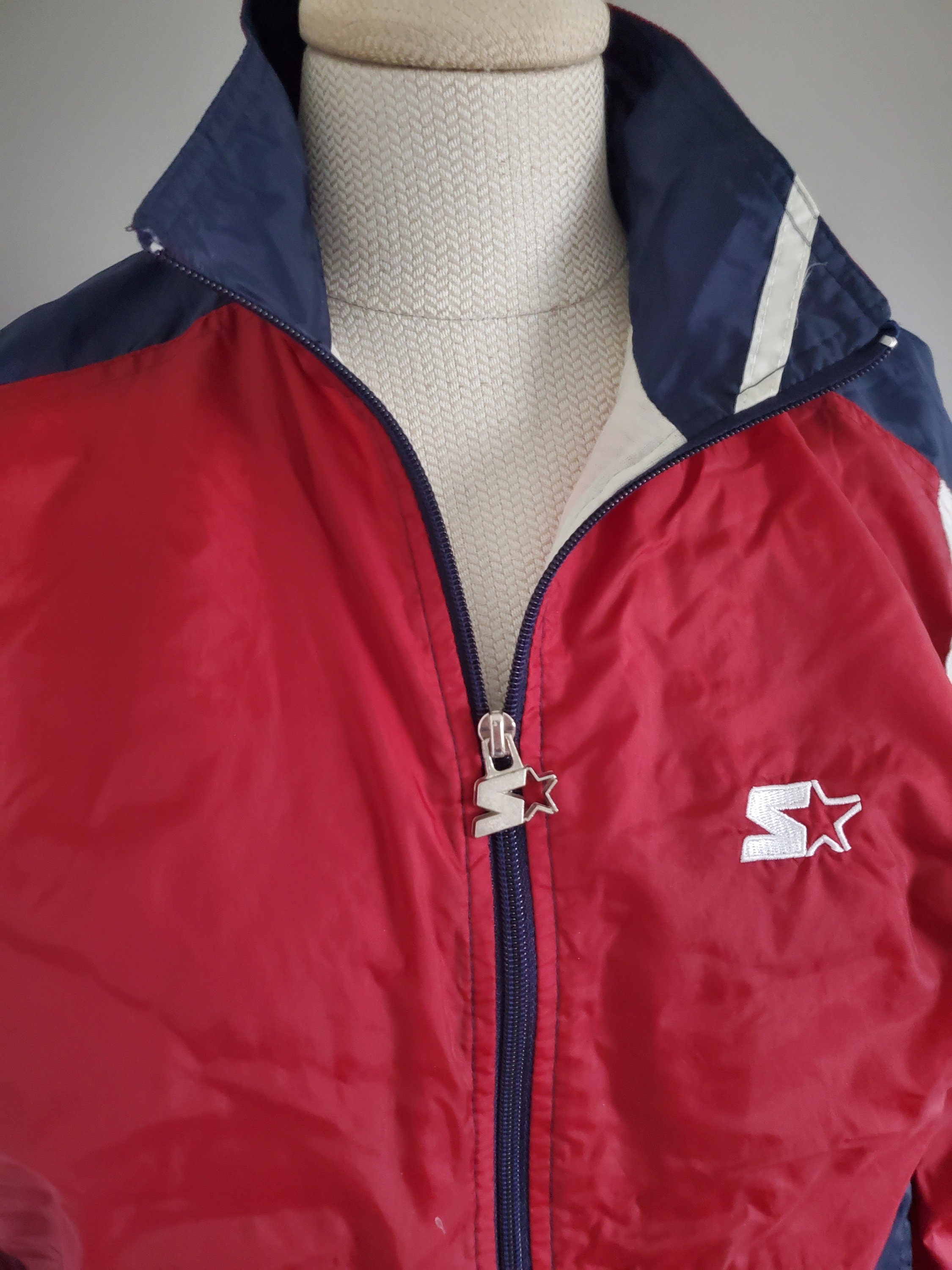 Red white and blue cropped windbreaker best sale