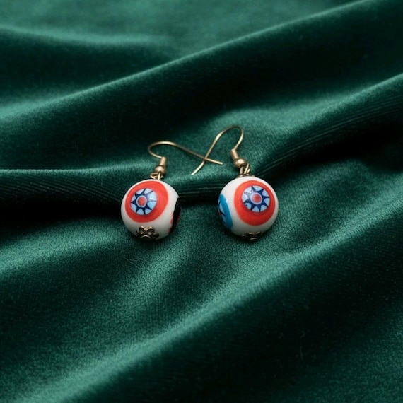 Murano Glass Millefiori White Multicolor Venetian Earrings