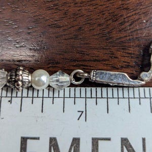 Brighton Vintage Silver Friendship Heart Charm Rhinestone Beaded Bracelet**as is image 8