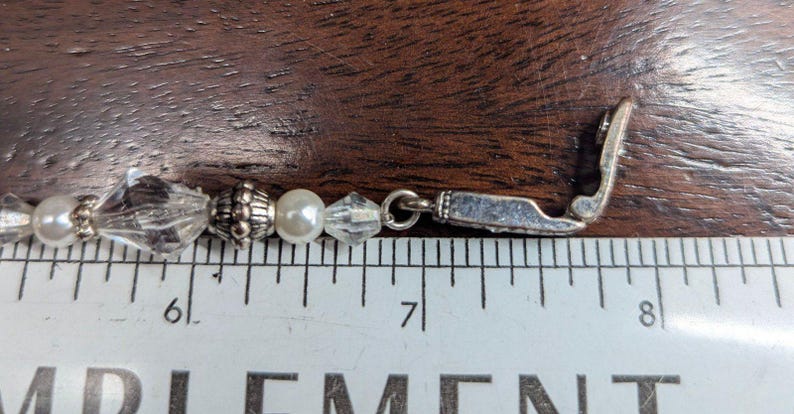 Brighton Vintage Silver Friendship Heart Charm Rhinestone Beaded Bracelet**as is image 8