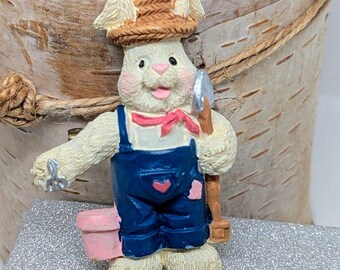 Vintage Garden Bunny Rabbit Planting for Spring Time Adorable Pin Brooch