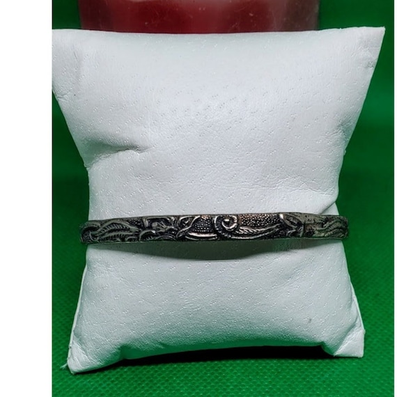Vintage Mexico Signed Alpaca Silver Bangle Bracel… - image 1