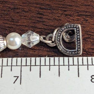 Brighton Vintage Silver Friendship Heart Charm Rhinestone Beaded Bracelet**as is image 7