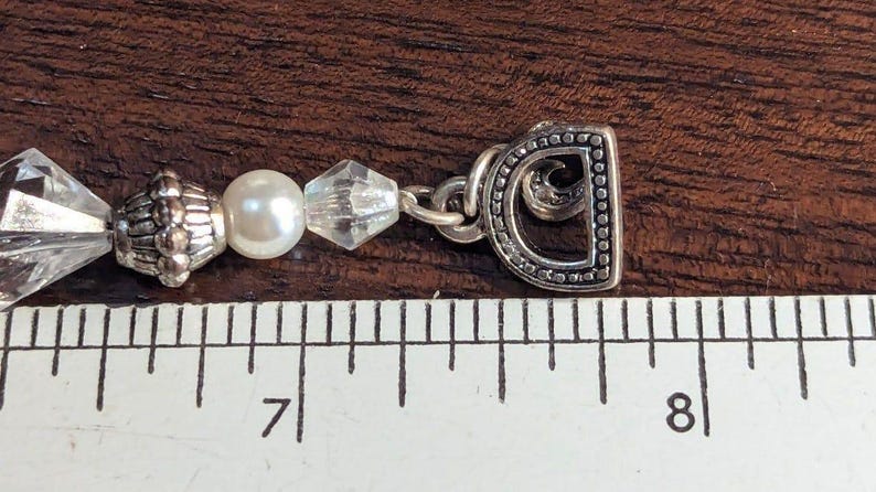 Brighton Vintage Silver Friendship Heart Charm Rhinestone Beaded Bracelet**as is image 7