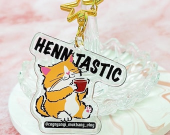 Keychain HENNTASTIC Fun Text with Chilling Cat Logo Unique Keychain, Bag Charm, Keyring for Hennessy Lovers