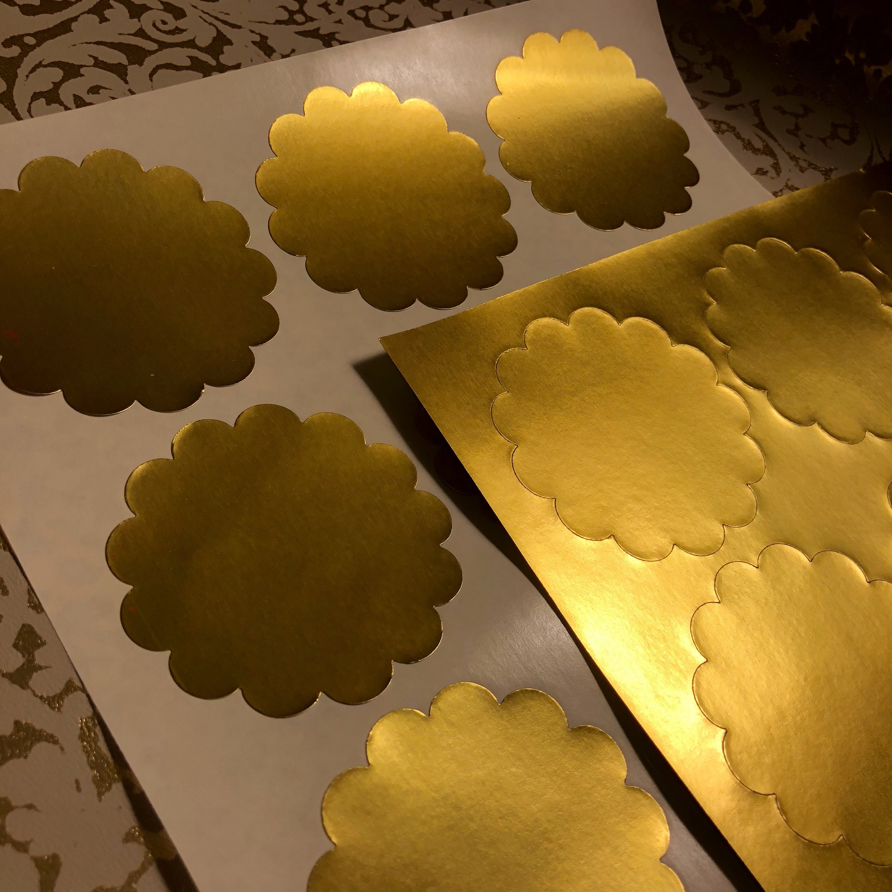 Gold Foil Sticker Labels 2.5 Inch Scalloped Round Self Etsy