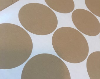 Kraft brown or white sticker labels, 2 inch round, self adhesive, DIY stickers for inkjet or laser printer, 8.5 x 11 sheet 20 sticker set