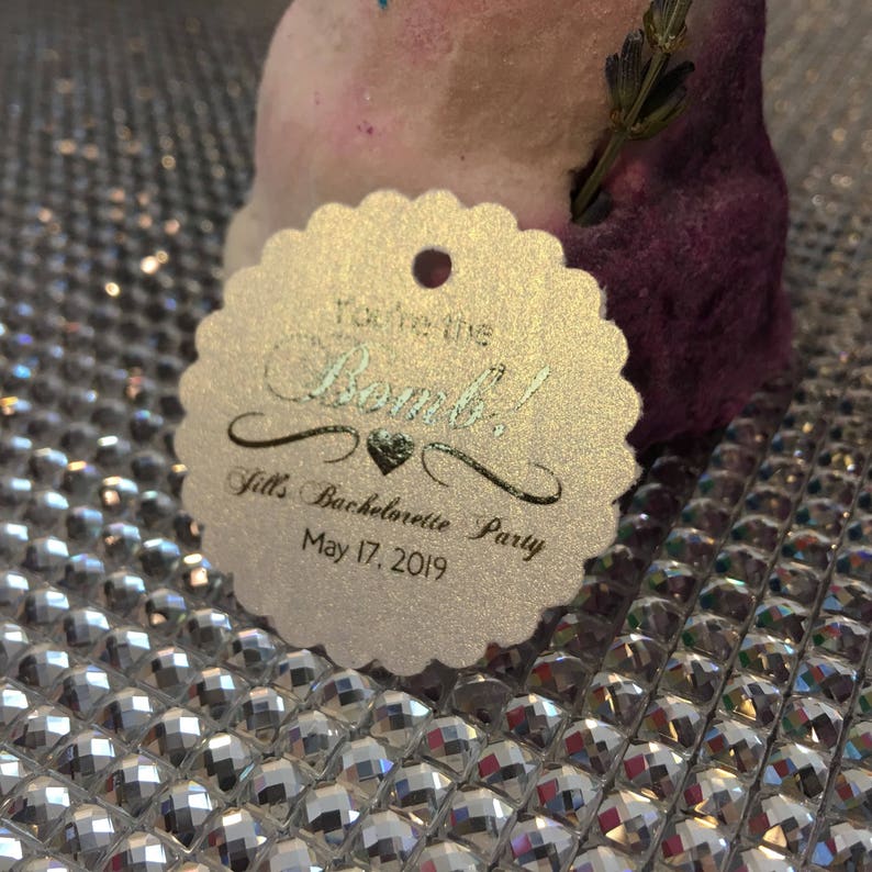 Bath Bomb Baby Shower Favors / Bath Bomb Baby Shower Favor Tag | Zazzle.com / 2.5 inches square **includes 12 inches of 1/8 inch thick ribbon (ribbon comes