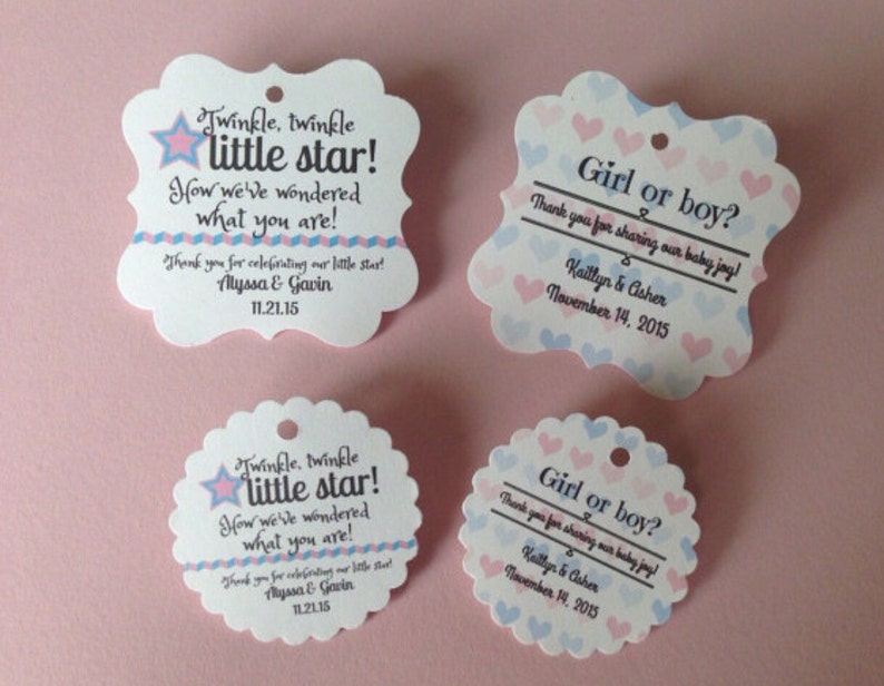 Gender reveal party favor tags thank you favor tags baby Etsy