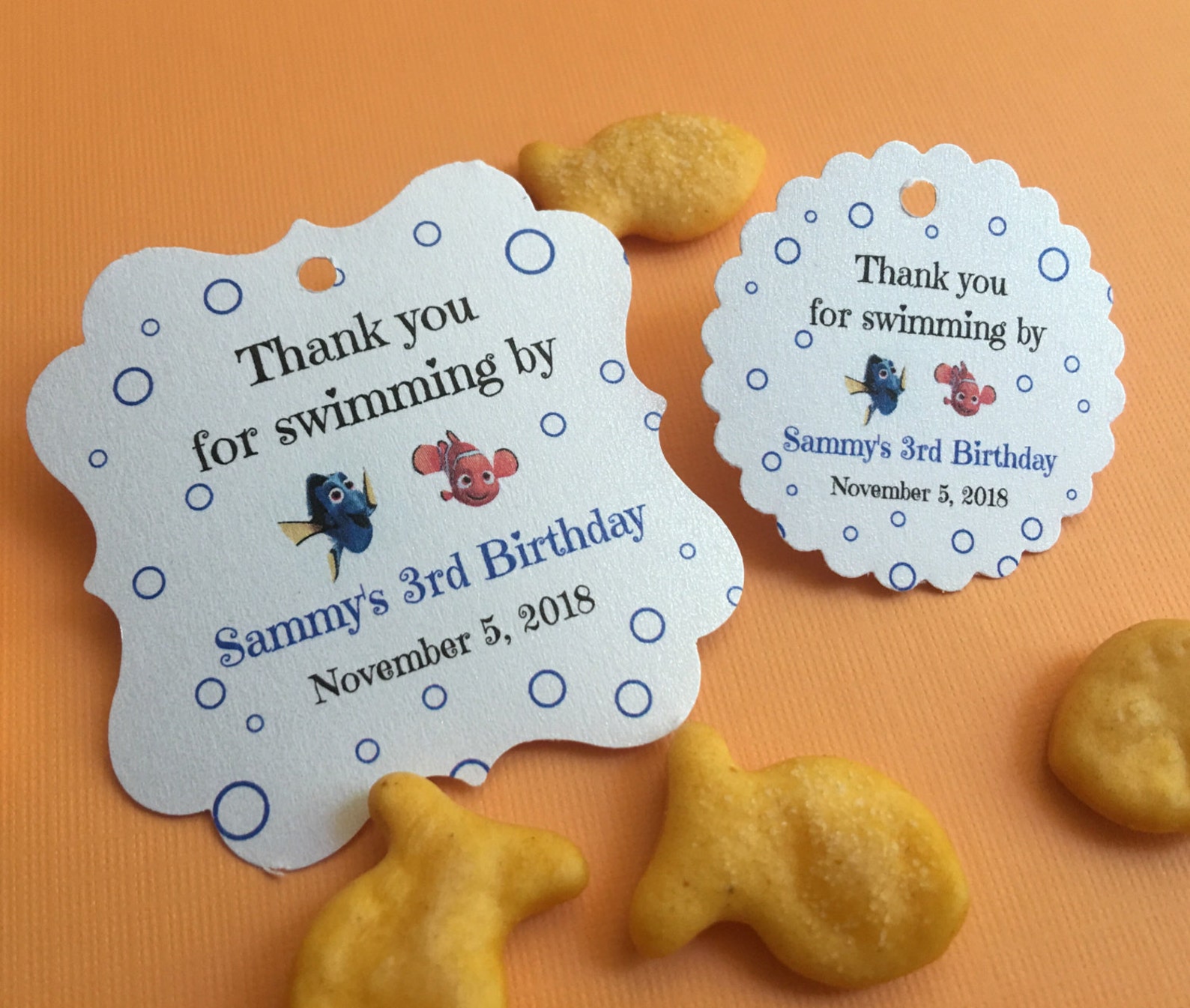 Birthday Party Favor Tags Fish Theme Etsy