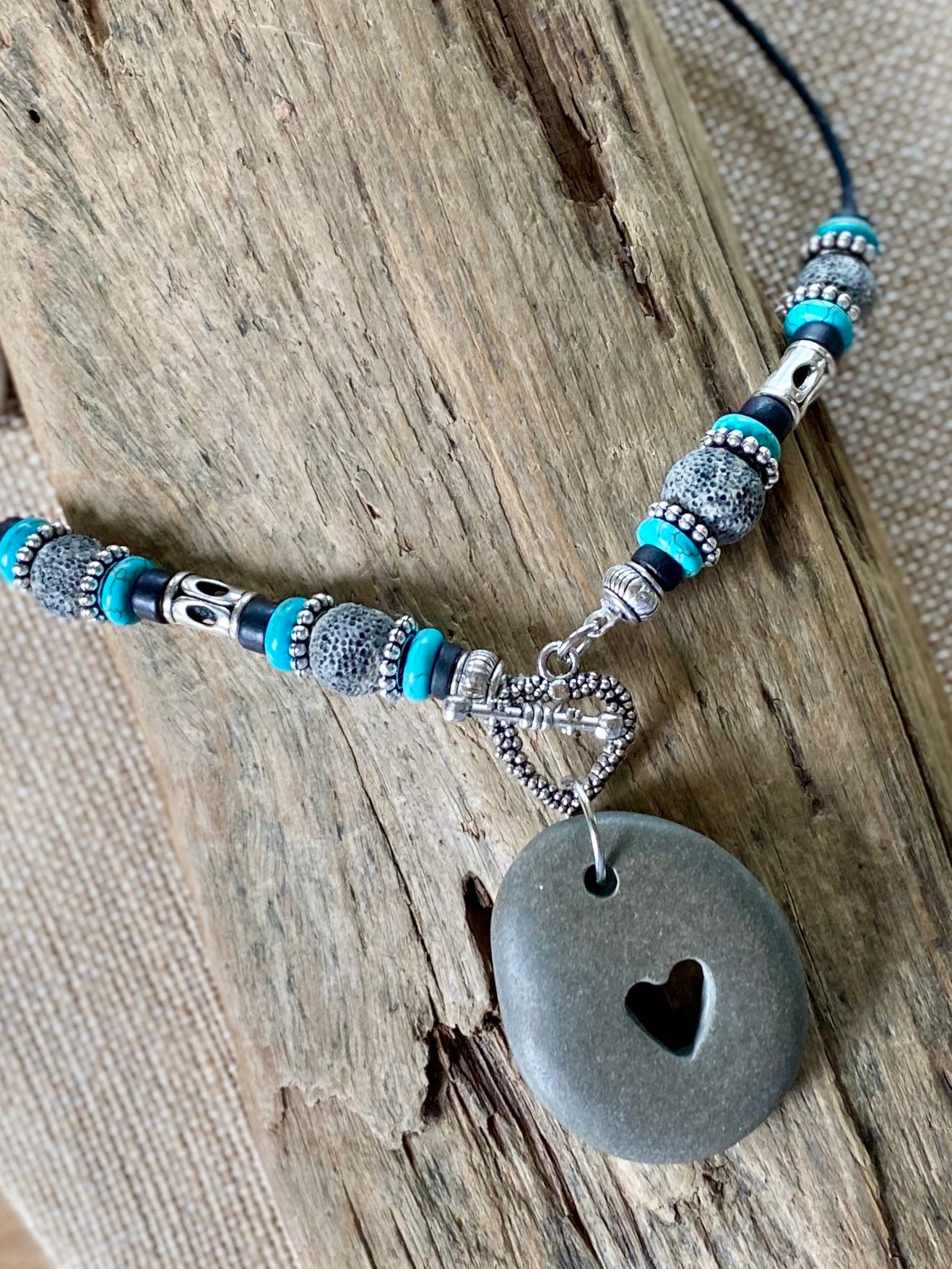 Heart rock necklace carved stone pendant heart jewelry gift Etsy