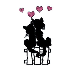 Embroidered Black Cats Snuggling - Blank Card - with Envelope - 4.5 x 5.5"
