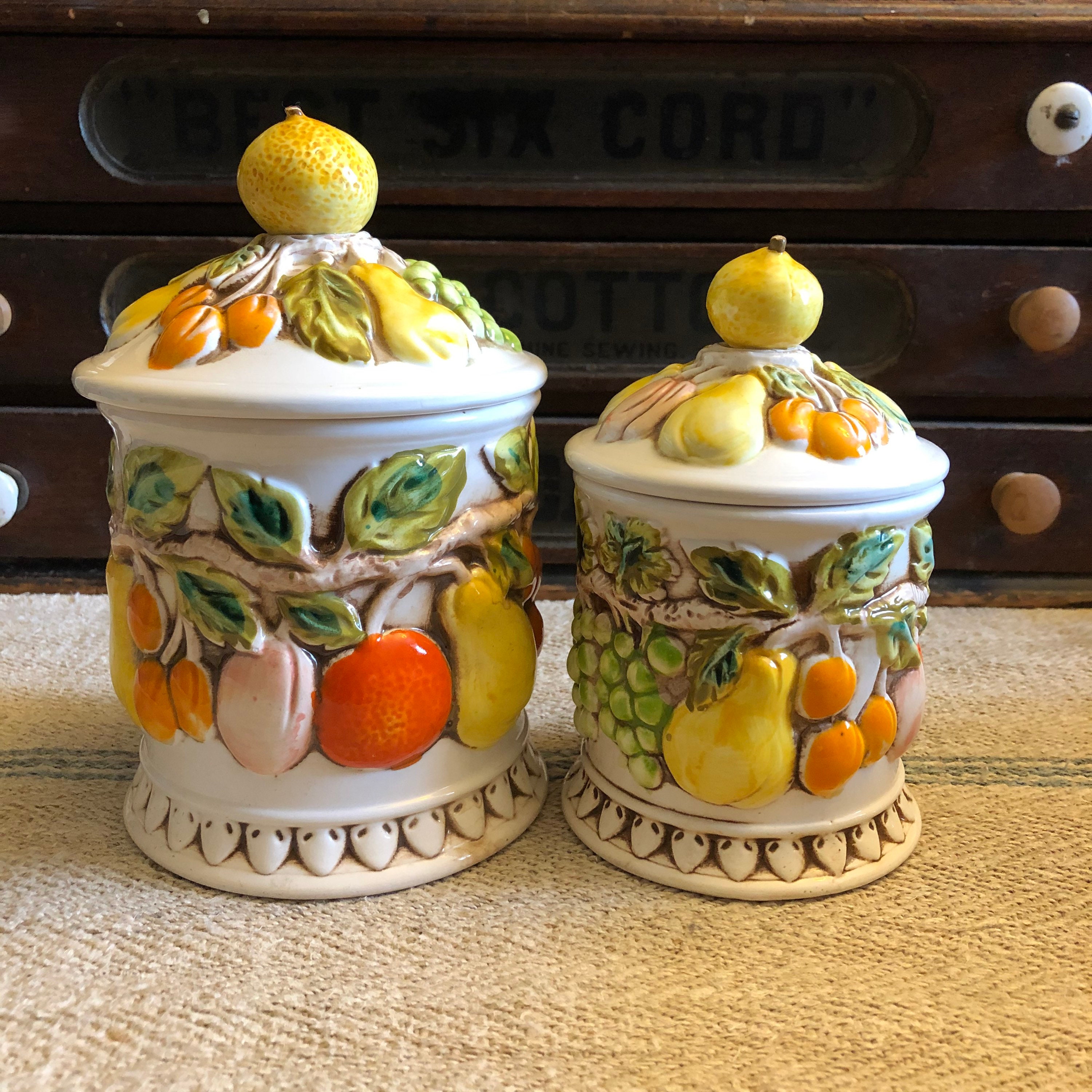 Set von zwei Vintage 1970er Jahre Keramik Küche Kanister mit | Etsy