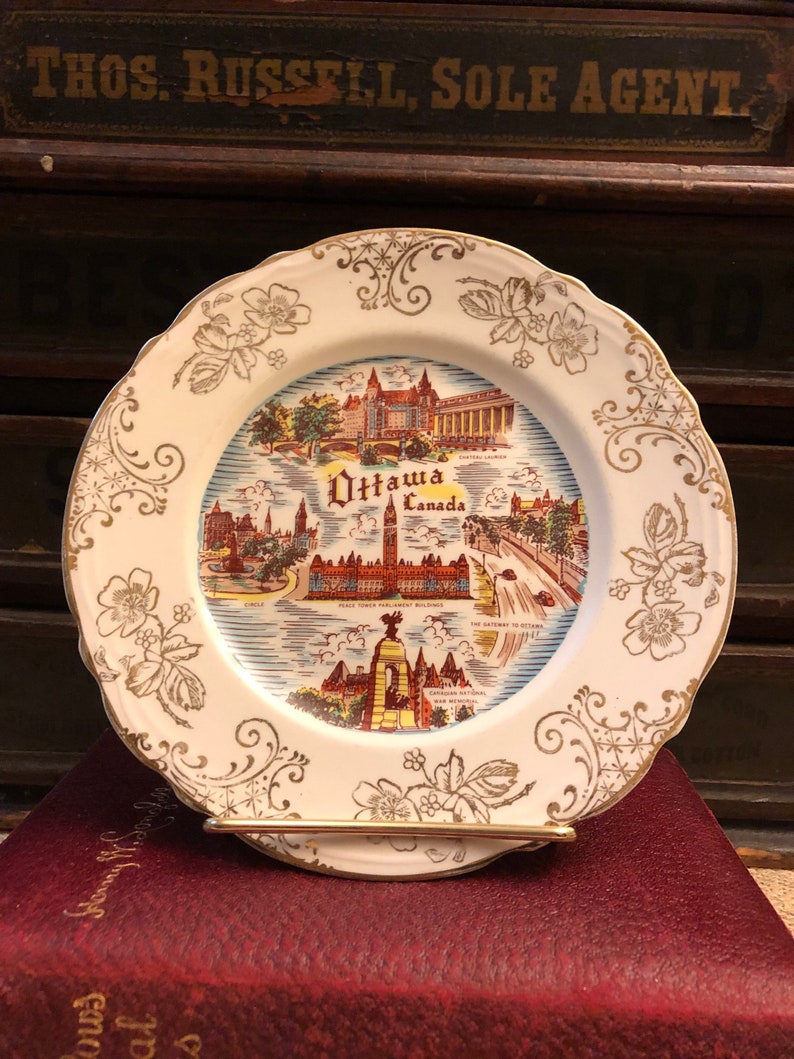 made in England by W Vintage Souvenir of Ottawa Canada Small Plate Adams and Sons