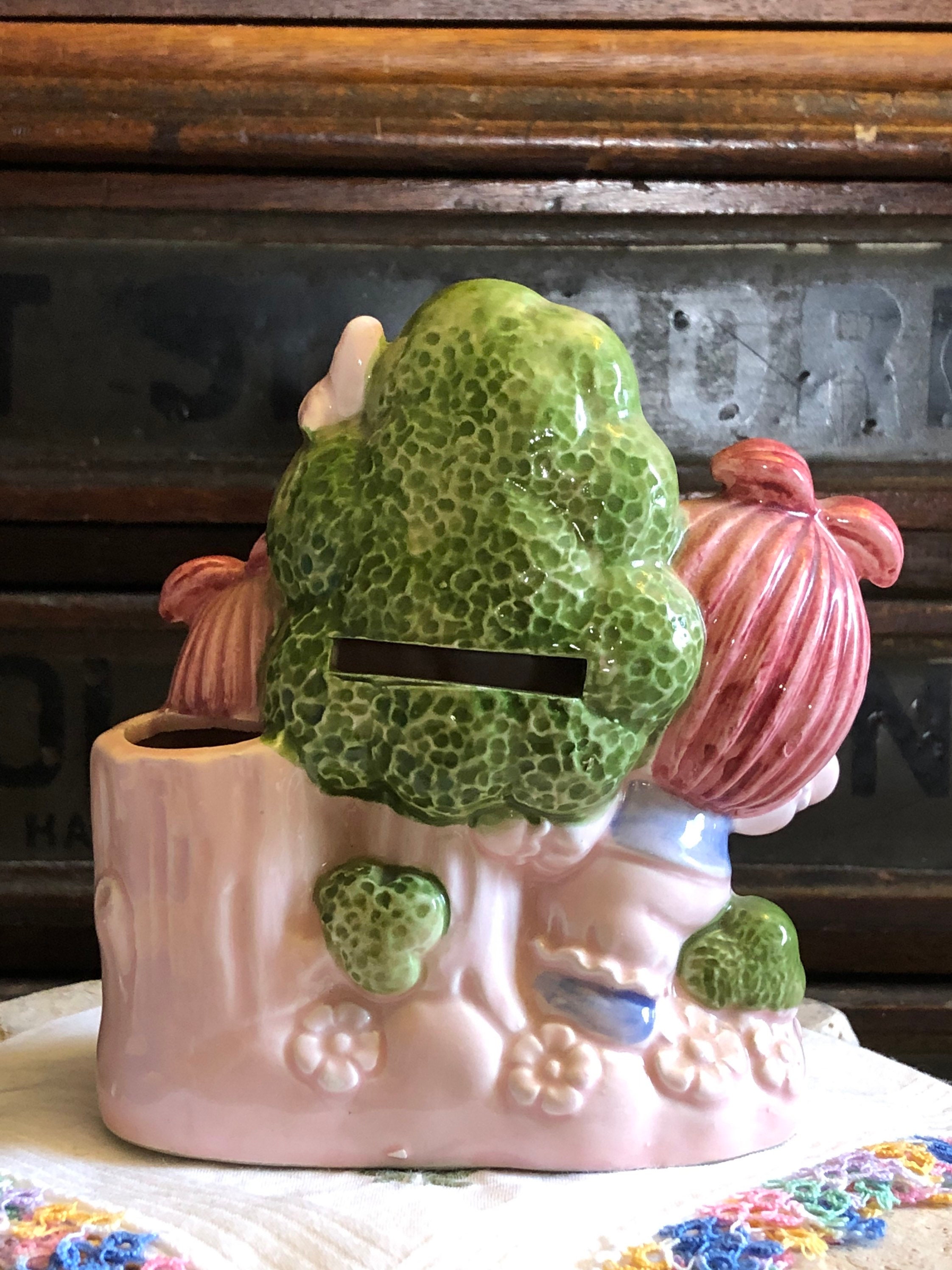 Vintage Pink Ceramic Coin Bank Two Ragdoll Girls Coin Bank Etsy UK