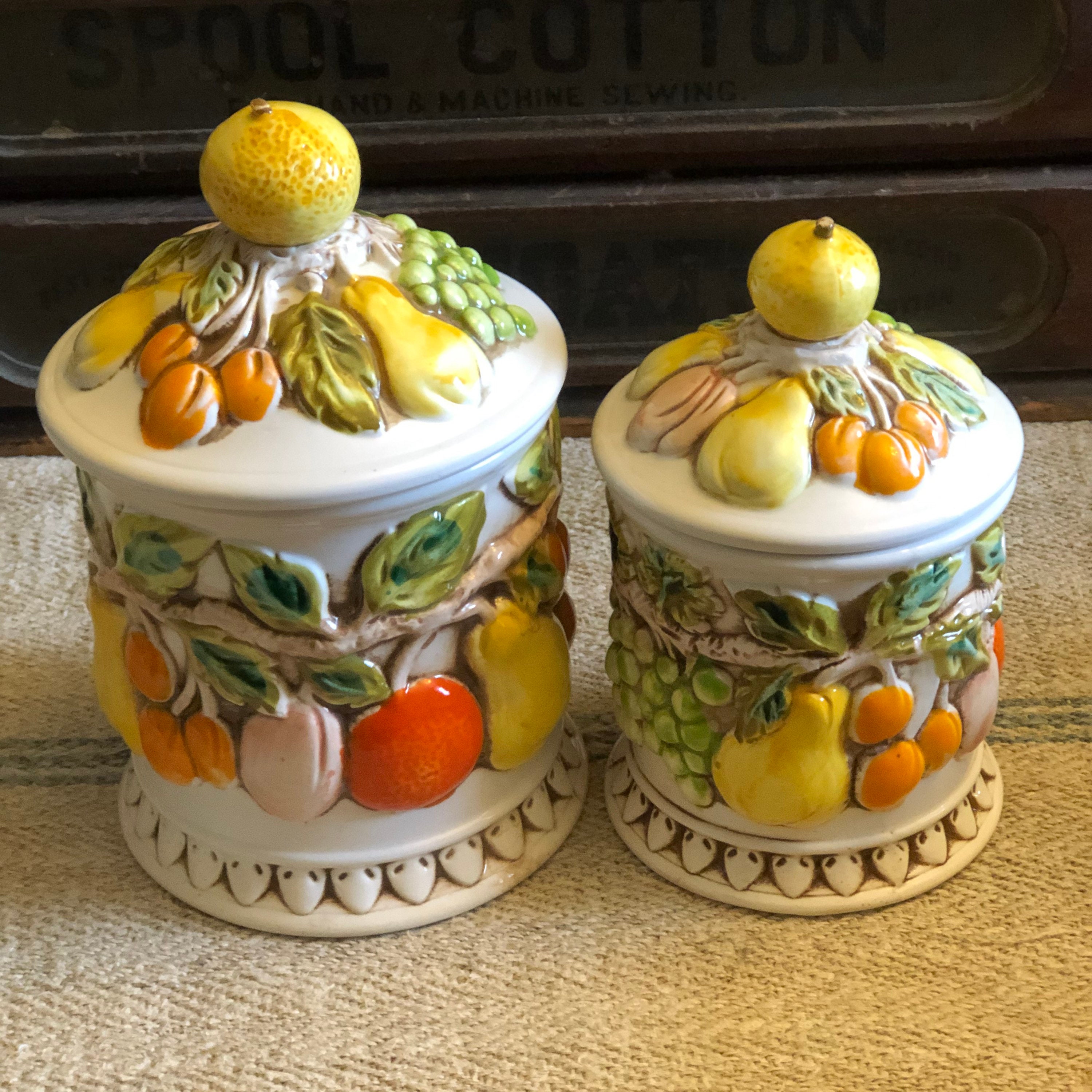 Set von zwei Vintage 1970er Jahre Keramik Küche Kanister mit | Etsy