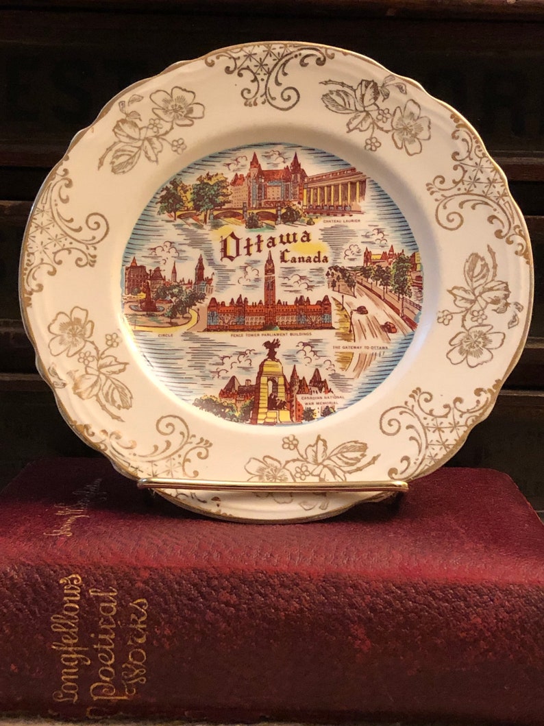 made in England by W Vintage Souvenir of Ottawa Canada Small Plate Adams and Sons
