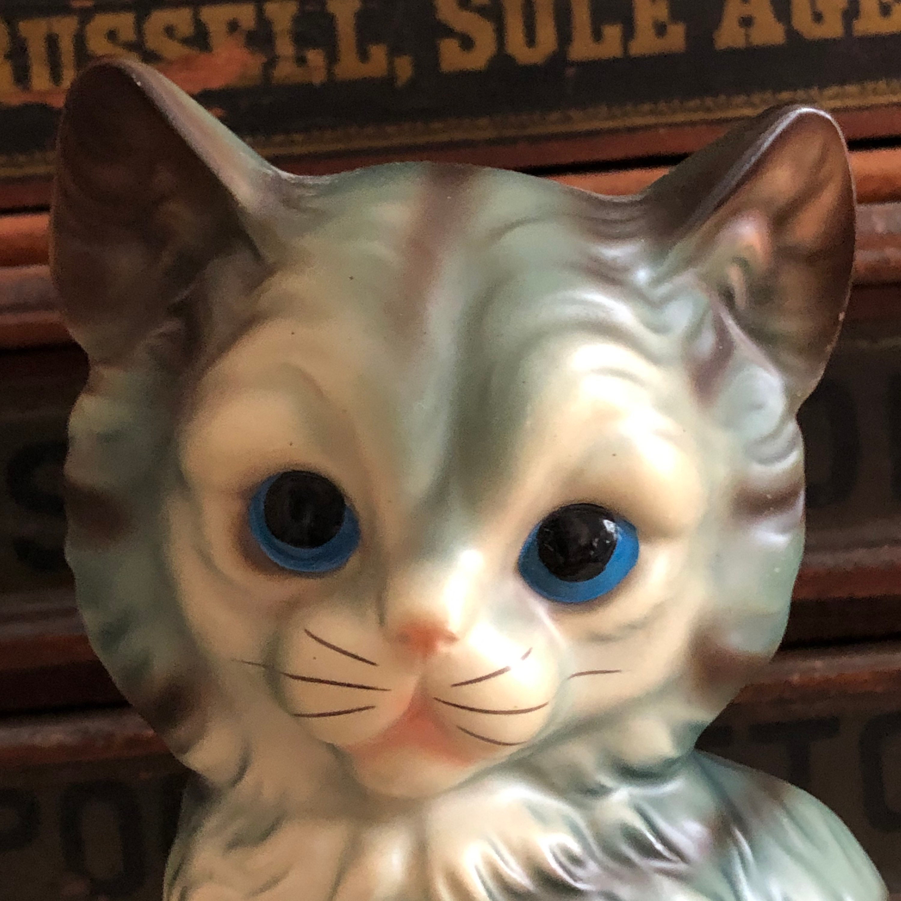 Sweet Large 7 Tall Vintage Ceramic Gray Tabby Cat Figurine Etsy