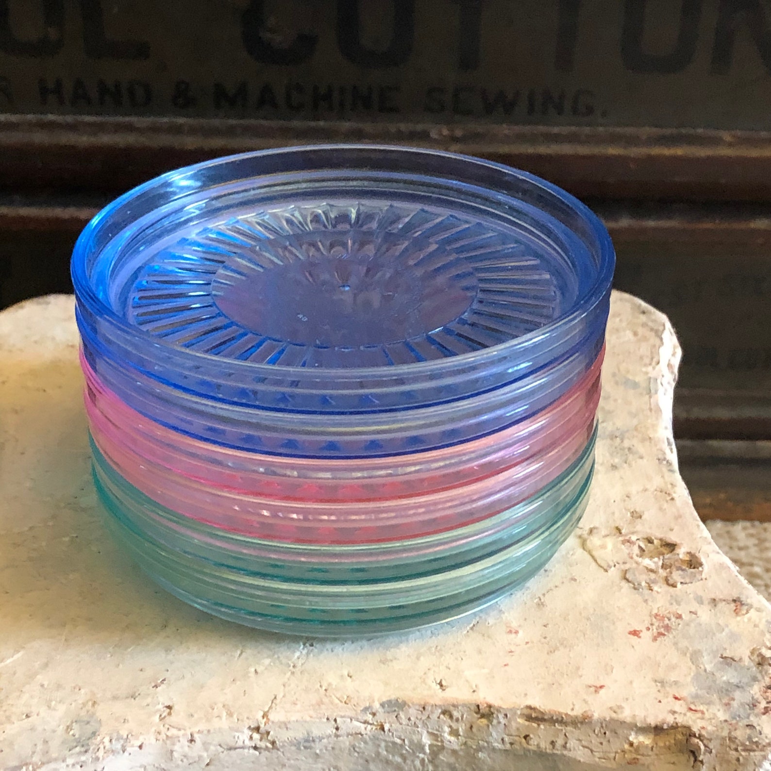 Set of Six Vintage Pastel Plastic Tupperware Coasters 2 baby Etsy