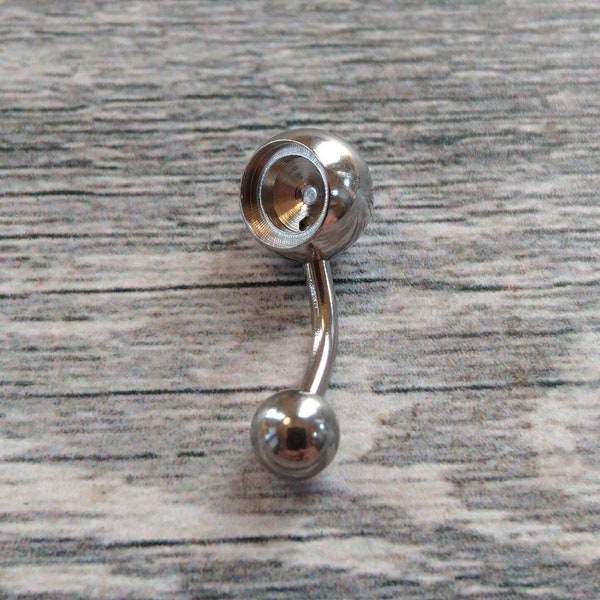 Belly Bar Blank Setting - 6mm Gemstone - 316l Surgical Steel - 14 Gauge - 3 Bar Lengths - Belly Ring Finding