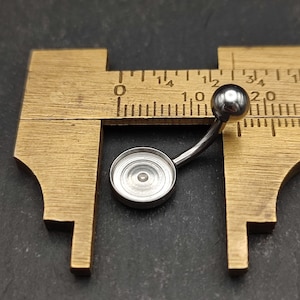 Belly Bar Blank Setting - 316l Surgical Steel - 8mm Cabochon - 14 Gauge - 3 Bar Lengths - Belly Ring Finding