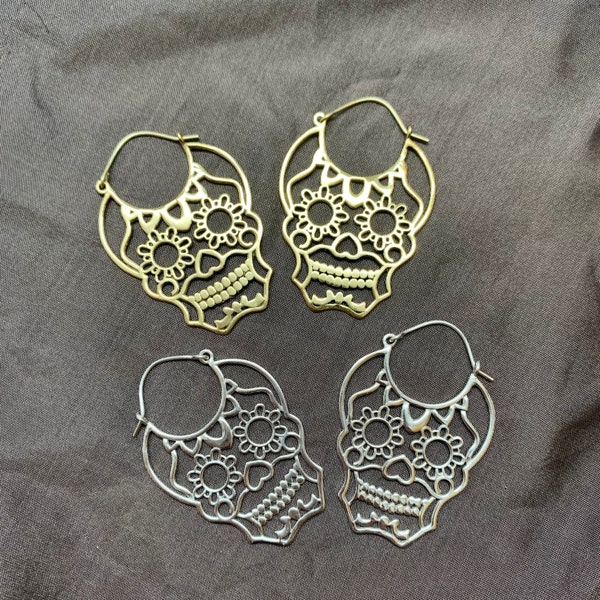 Sugar Skull Hoop Earrings