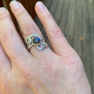 Labrodorite Argentine Silver Ring Size 7.5