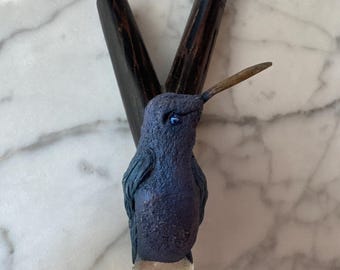 Kuripe Hummingbird Chonta Drewniana fajka do rapé z kwarcem